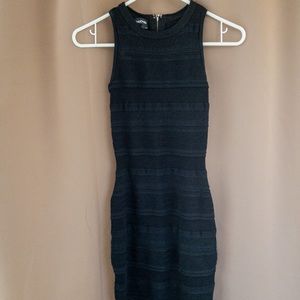 Black corded patterned Bebe cocktail dress